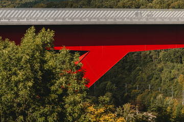 LUXEMBOURG - 4 October 2025: The amazing red bridge in the city
