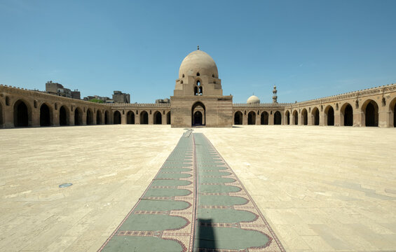 Mosque of ibn tulun courtyard and surrounding arcade in Cairo, Egypt