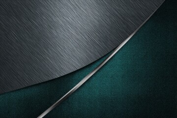 Brushed metal and textured dark teal create a sleek modern background design.