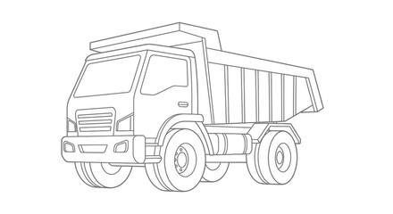 Cute Anime Style Dump Truck Construction Coloring Sheet for Kids Fun Heavy Machinery Art