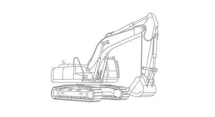 Anime Style Excavator Construction Vehicle Coloring Page for Children Cute