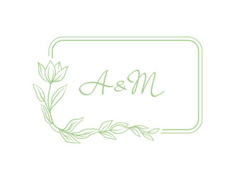 Wedding frame for invitation card. Marriage background with pretty stylized florals and flowers.