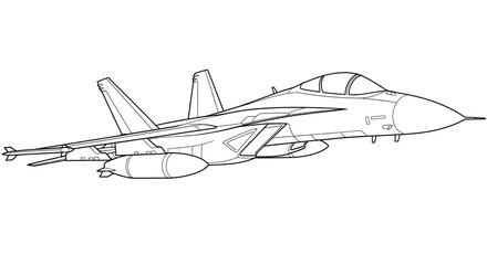 Cute Anime Style Fighter Jet Coloring Sheet for Children Fun Military Aircraft Activity