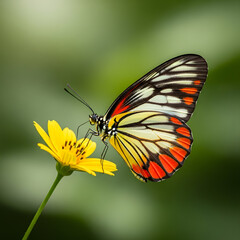 Obraz premium Delicate Butterfly on Blooming Yellow Flower