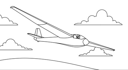 Cute Anime Style Glider Coloring Sheet for Kids Fun Flying Machine Air Travel Art