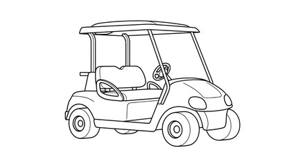 Anime Style Golf Cart Coloring Page for Children Cute Cartoon Vehicle Outline