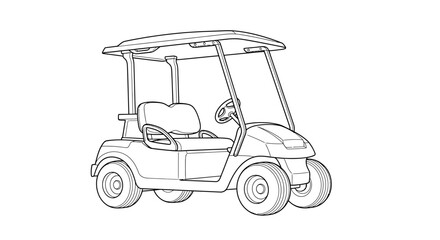 Cute Anime Style Golf Cart Coloring Sheet for Kids Fun Leisure Vehicle Activity