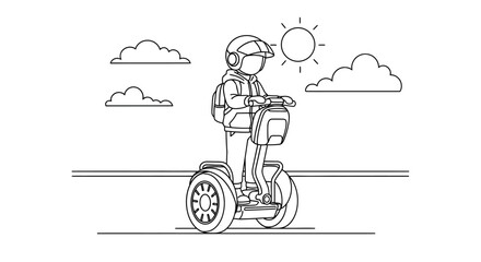 Anime Style Segway Personal Transporter Coloring Page for Children Cute Cartoon