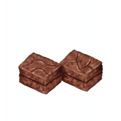A delicious two piece of brownie vector illustration isolated 
