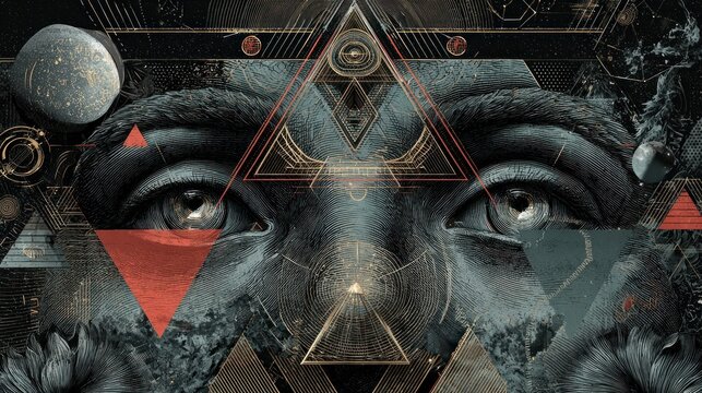 Monkey eyes geometric design cosmic background