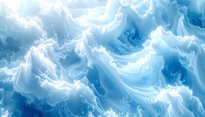 Obraz premium Stunning abstract ocean waves in shades of blue, showcasing fluid dynamics and textured patterns for creative projects.