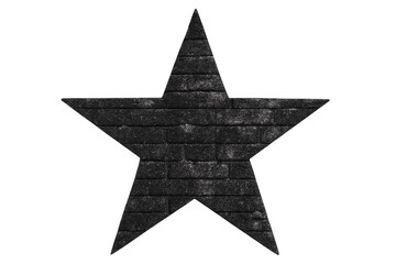 Obraz premium Star shape with black brick texture creating a solid, urban, industrial concept on transparent background
