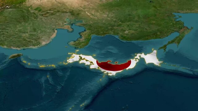 4k japan map animation with flag by after effect