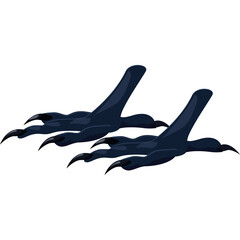 Pixel Art Illustration of Two Dark Blue Bird Claws with Sharp Talons on a Transparent Background