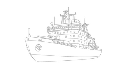 Obraz premium Icebreaker Ship Arctic Vessel Coloring Page for Children Fun Ocean Vehicle Art
