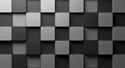 Abstract Black and White Cubes Pattern Background Geometric Modern 3D Rendering