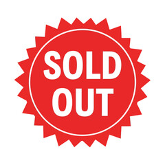 Sold Out Badge PNG | Red Sale Label Vector | Out of Stock Sticker Illustration