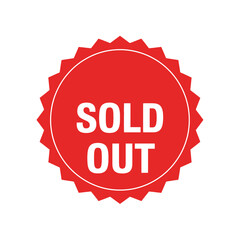 Sold Out Badge PNG | Red Sale Label Vector | Out of Stock Sticker Illustration