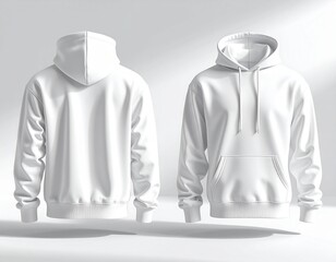 A realistic streetwear hoodie mockup on a minimal background, detailed fabric texture, soft shadows, front and back view, premium cotton material, high-resolution studio lighting, fashiGenerated image