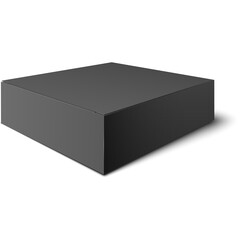 A Closed Dark Gray Square Box Object Rests On A White Surface Casting A Subtle Shadow Below Creating A Minimalist Product Display With A Transparent Background For Easy Compositing