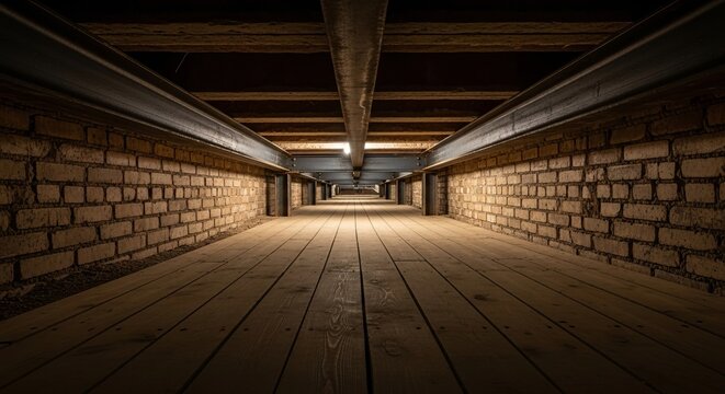 Discover a weathered and rustic basement with aged brickwork for an eerie underground vibe
