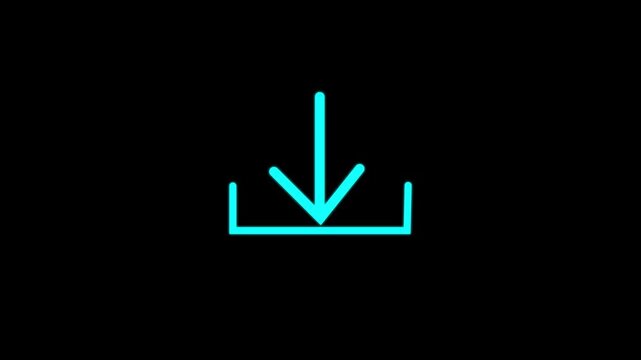 Animated download icon on a black background. symbol for upload and download animation. 4K video