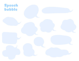 モコモコのパステルカラーの吹き出しセット　青