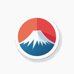 Obraz premium Mount Fuji in a circle with red and blue colors.