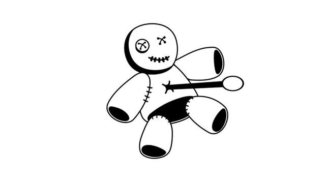 Horror doll with magic pins concept Animation MP4 File