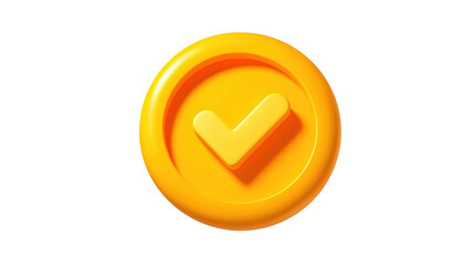 check mark button 3d icon in cartoon plastic style minimal isolated on transparent white background