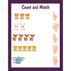 Count and match worksheet for kids number 1 to 5 page 07