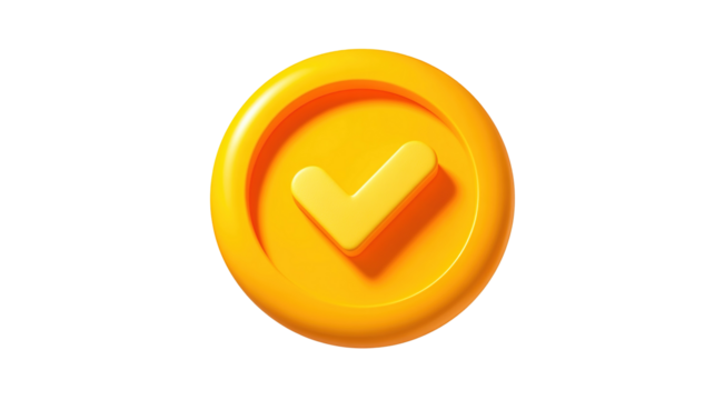 check mark button 3d icon in cartoon plastic style minimal isolated on transparent white background