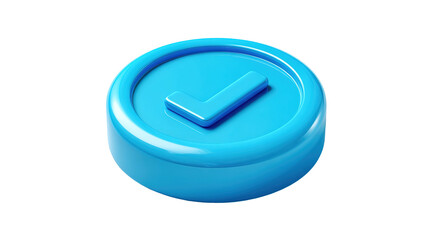 check mark button 3d icon in cartoon plastic style minimal isolated on transparent white background