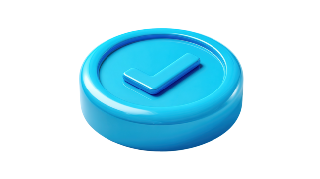 check mark button 3d icon in cartoon plastic style minimal isolated on transparent white background