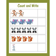 Count and Write activity worksheet for kids page 02