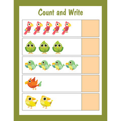 Count and Write activity worksheet for kids page 09
