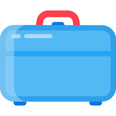 Blue And Red Handheld Suitcase On Transparent Background Simple Flat Design Luggage For Travel Or Business Trips
