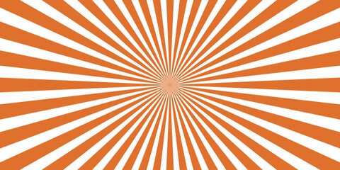 Fototapeta premium Bright orange and white sunburst radial pattern background with a clean, modern aesthetic and a strong central focus, perfect for energetic designs, announcements, and graphic overlays