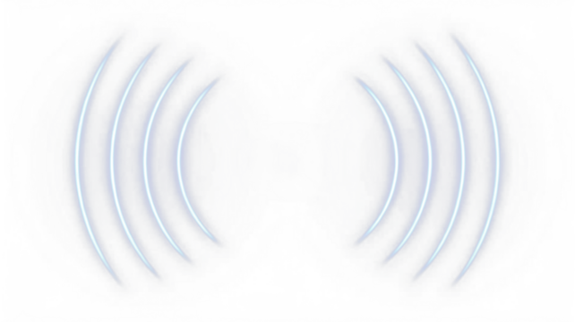 Abstract sound waves illustration with blue lines emanating from center, creating a sense of movement and rhythm, perfect for audio or music-related design projects with copy space