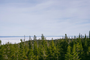 Fog above Lake Mjøsa seen from the Hervenknappen Hill, part of the Totenåsen Hills, Norway, in October 2025.