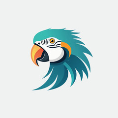 Obraz premium Vibrant Blue and Gold Macaw Head Logo Design.