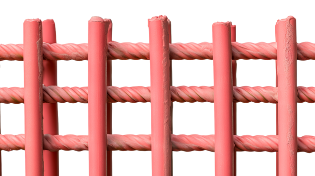 Coral Pink Painted Metal Structure, cut out transparent