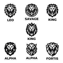Set of Aggressive Lion Head Mascot Logos
