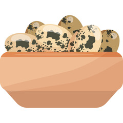 A Bowl Filled With Several Speckled Quail Eggs On A Transparent Background
