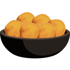 A Bowl Of Golden Brown Doughnuts On A White Background With A Transparent Background