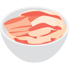 A Bowl Of Sliced Raw Fish In Light Orange And White Colors Served In A Simple White Bowl With A Transparent Background