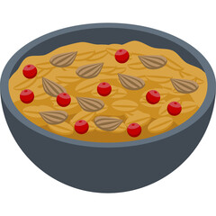 A Bowl of Oatmeal Topped With Almond Slices And Red Berries On A Transparent Background