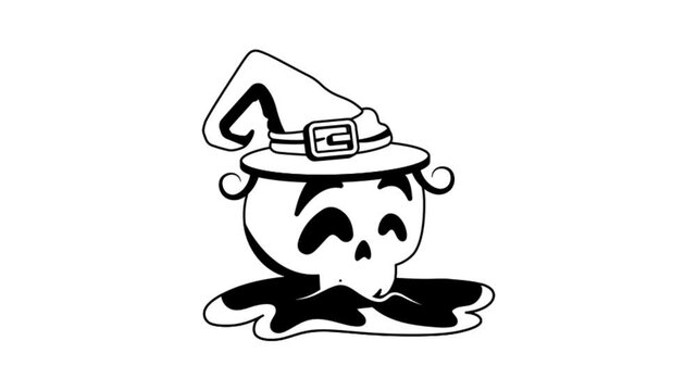Creepy skull with witch hat Animation MP4 File