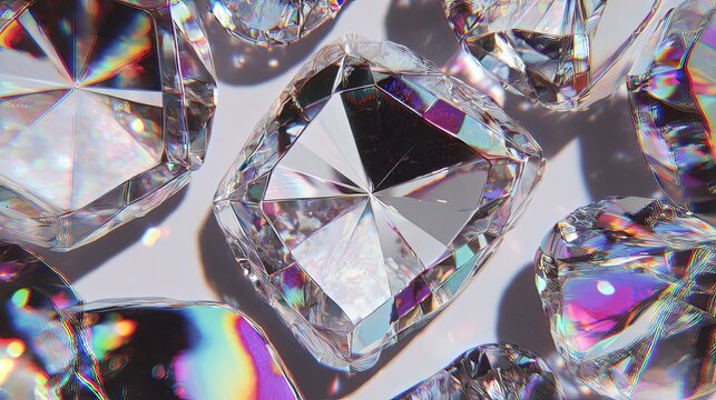 Closeup Of Multiple Faceted Diamonds - Powered by Adobe