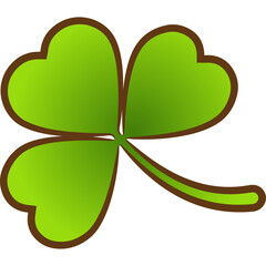 A Bright Green Three Leaf Clover With A Dark Brown Outline And A Transparent Background Representing Luck And St Patrick's Day In Spring